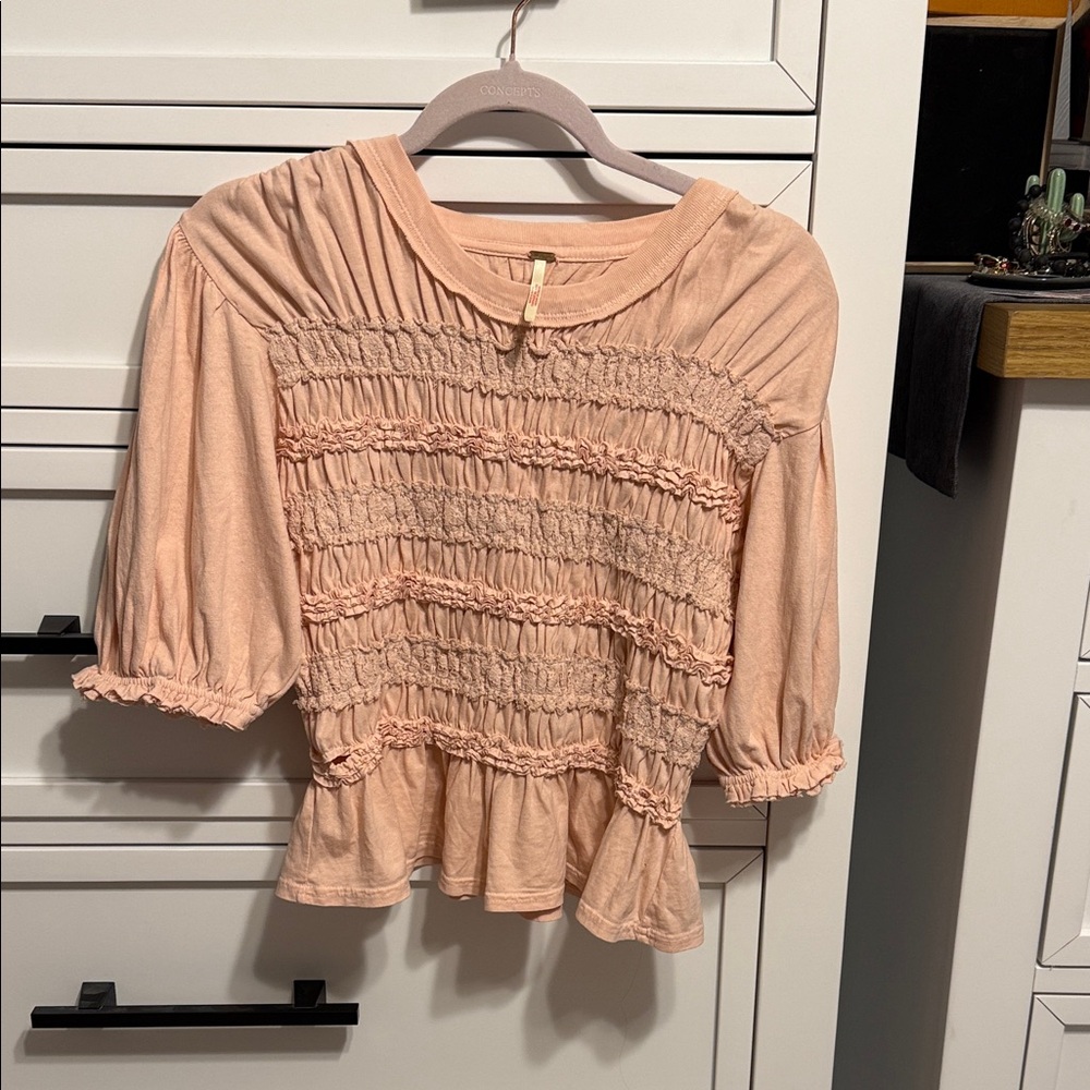 Free People Blush Smocked Top
